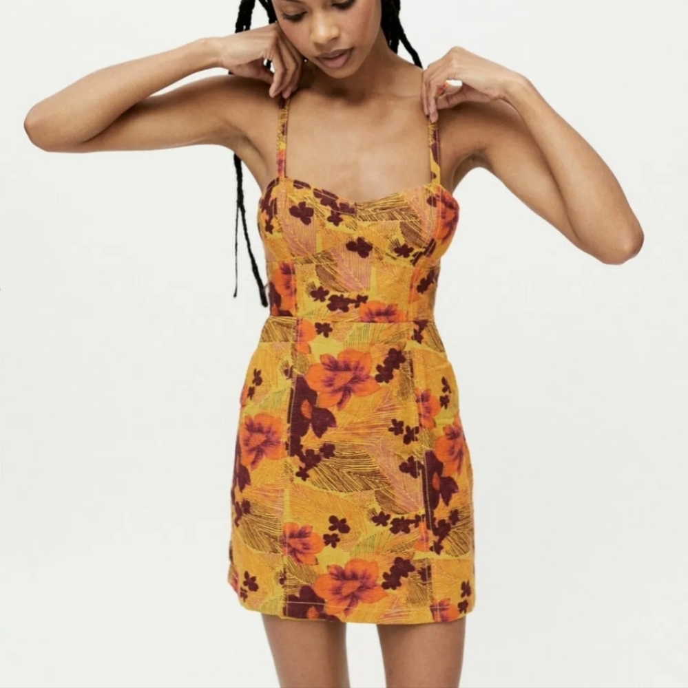 Urban Oufitter Yellow Floral Mini Dress